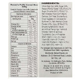 Back of pack of cereal box