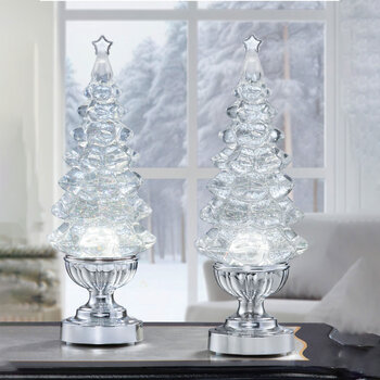 14 Inch (35.6 cm) Lighted Glitter Tree Lamps, 2 pack