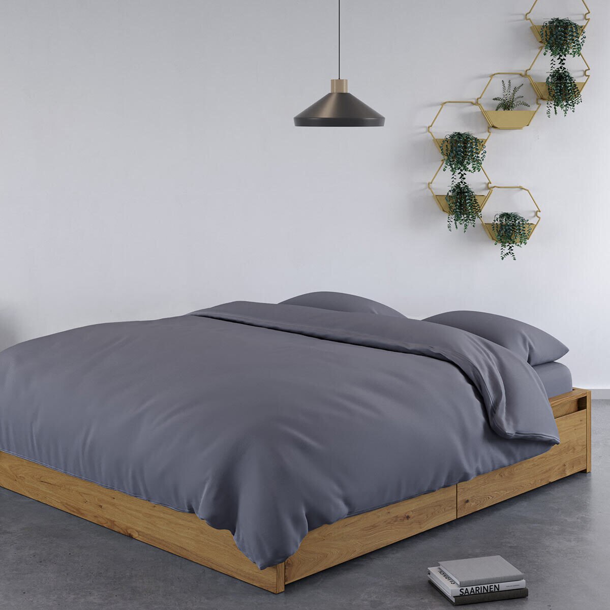 Panda 100 Bamboo Duvet Cover and Pillow Case Set, Urban Grey, King