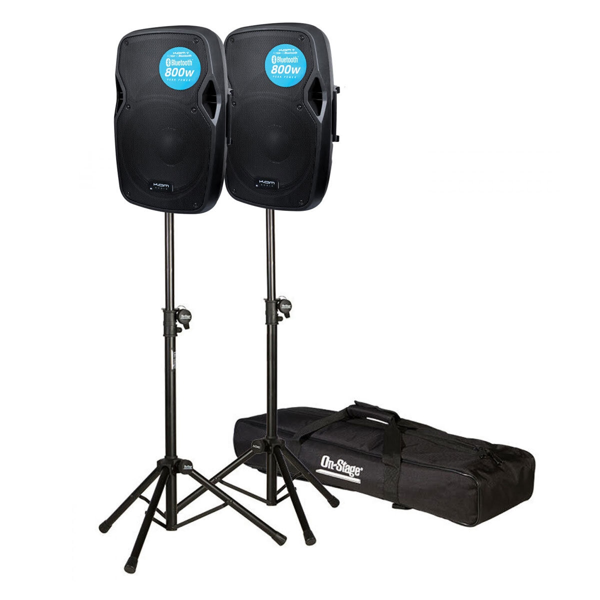 KAM RZ12AP 12" Bluetooth Speaker, 800W. Twin Pack with Stand