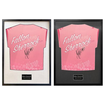 Fallon Sherrock Signed Framed Darts Shirt in 2 Options: White or Black Mount