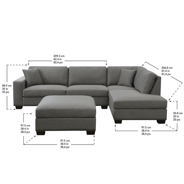 Thomasville Artesia Grey Fabric Sectional Sofa with Ottoman Costco UK