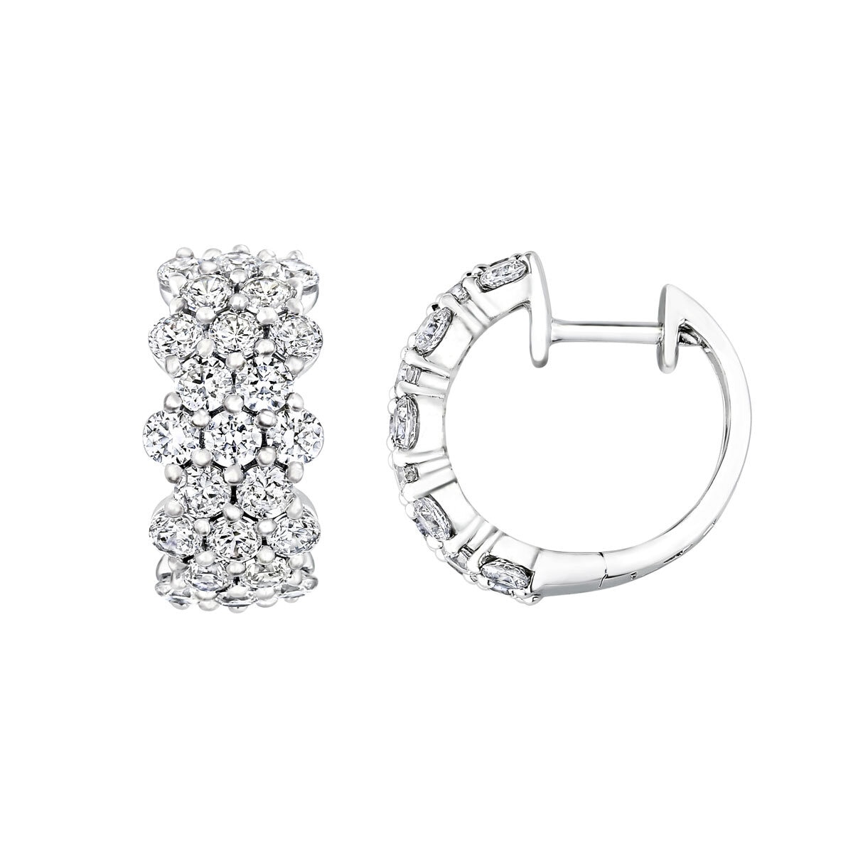 2.87ctw Round Brilliant Cut Diamond Hoop Earrings, 18ct White Gold