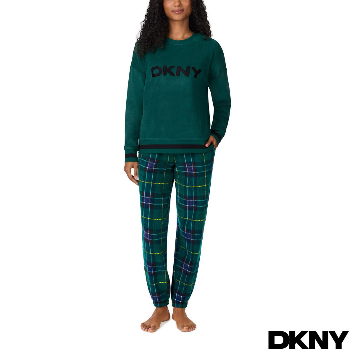 DKNY Ladies Fleece Lounge Set in Green
