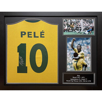 Pelé Signed Framed Brazil 1970 Football Shirt