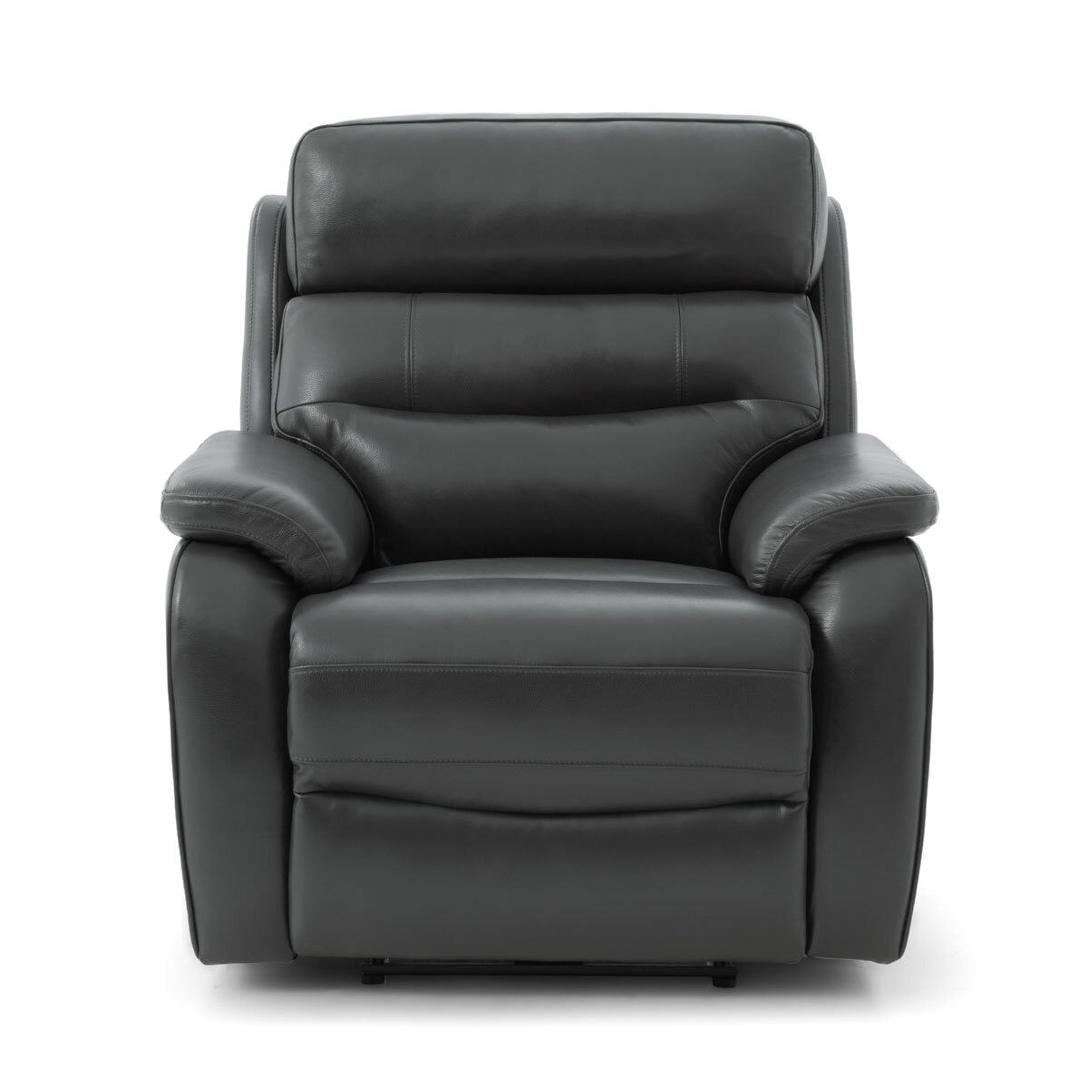 Fletcher Dark Grey Leather Power Recliner Armchair with Power Headrest