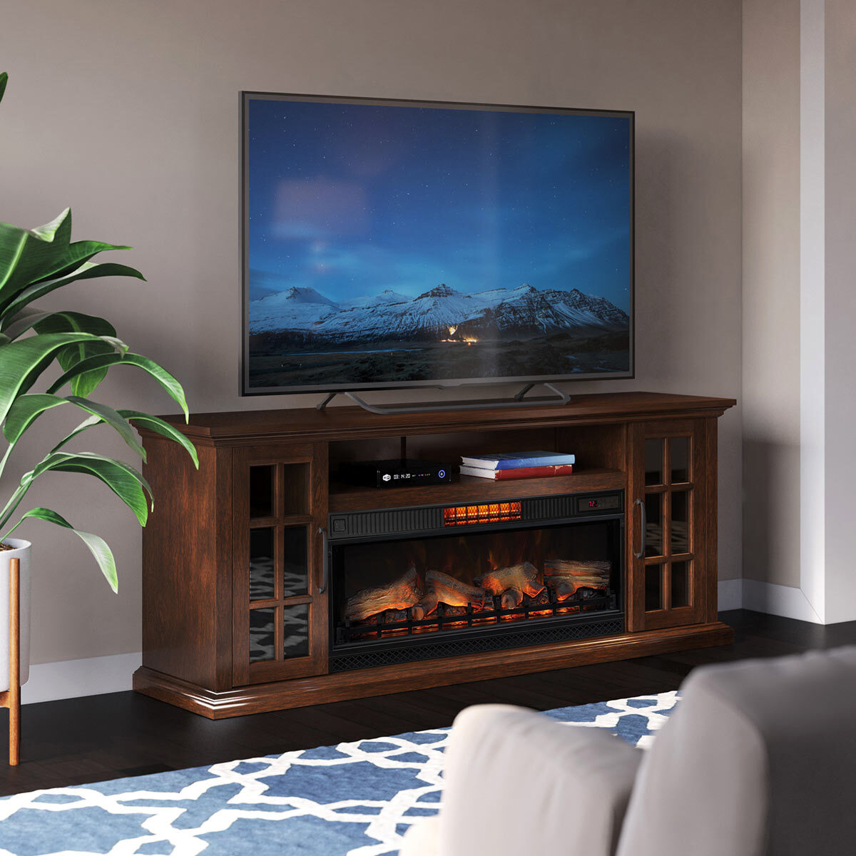 Tresanti Mayson Media Mantel With Classicflame Coolglow 2 In 1 Electric Fireplace And Fan Costco Uk