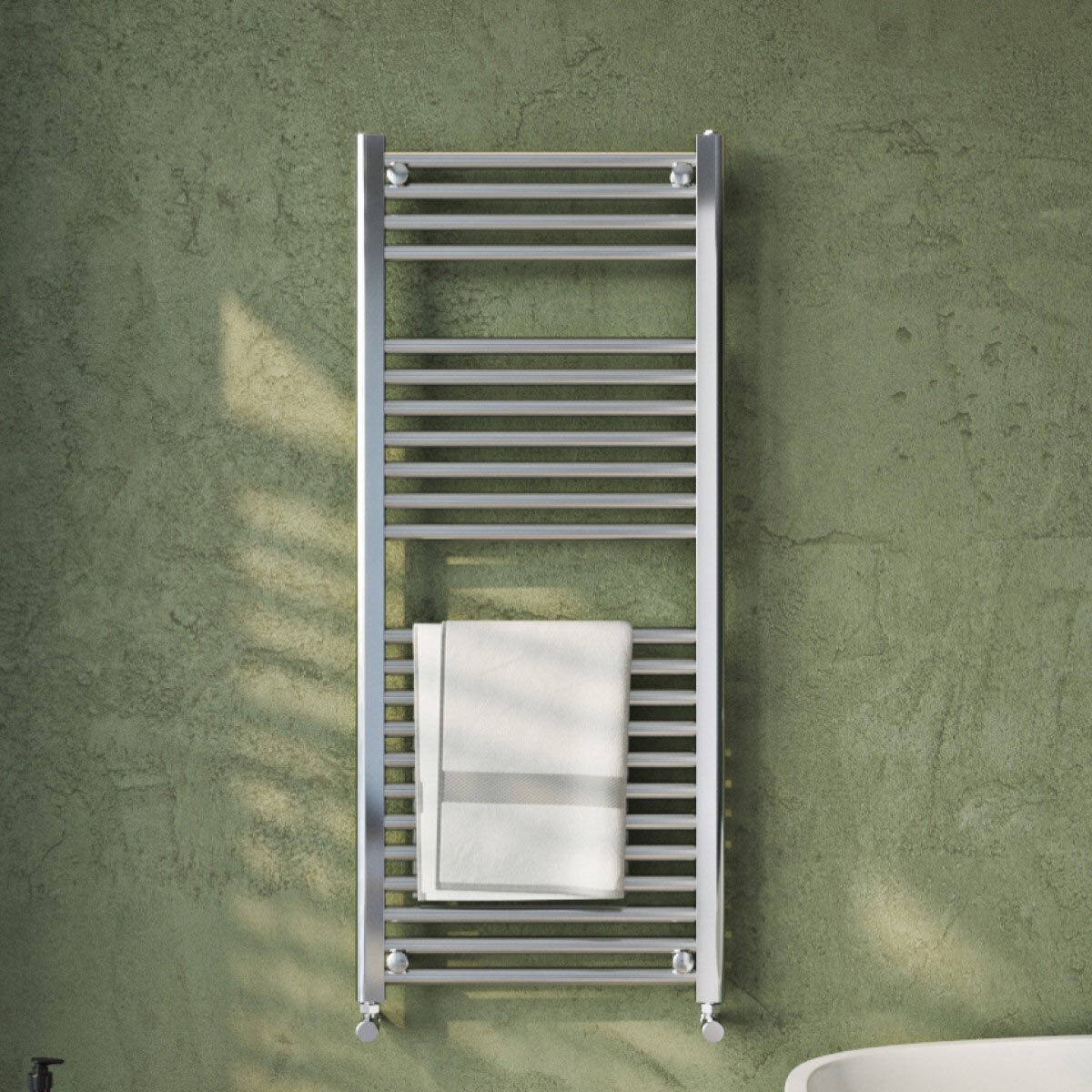 Lifestyle image of radiator in bathroom setting