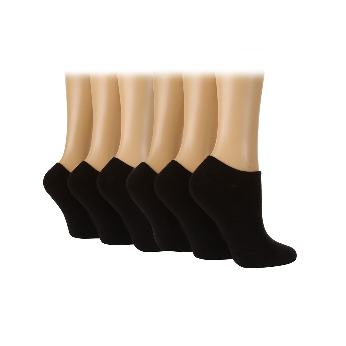 Glenmuir Women's 2 x 3 Pack Bamboo Cushioned Trainer Socks in Black, Size 4-8