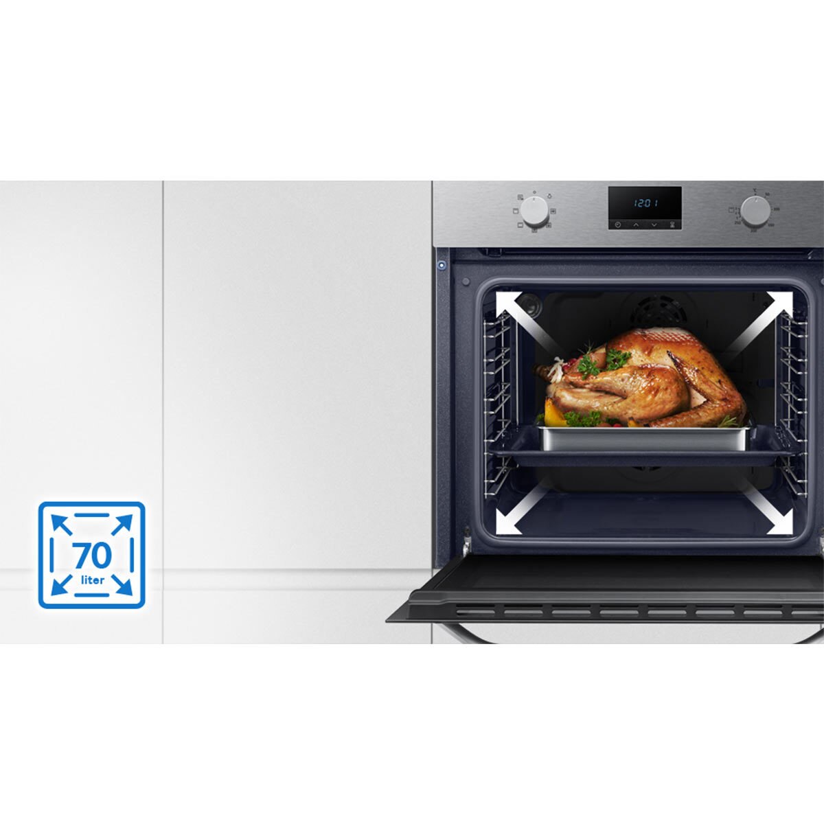 Samsung NV70K1340BB/EU, Single Oven A Rating in Black Costco UK