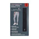 Lemon Ladies Ribbed Legging 2 Pack in Black
