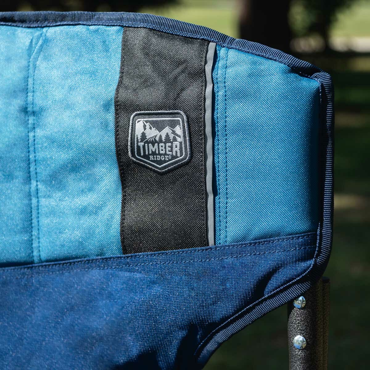 Lifestyle image showing the Timber Ridge logo on the Director's Chair Lifestyle image showing the Timber Ridge logo on the Director's Chair