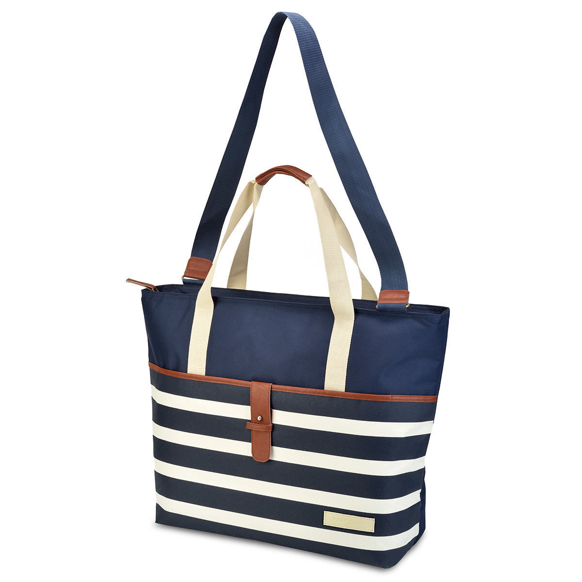 Blue and White Keep Cool Bag with Strap and Carry Handle