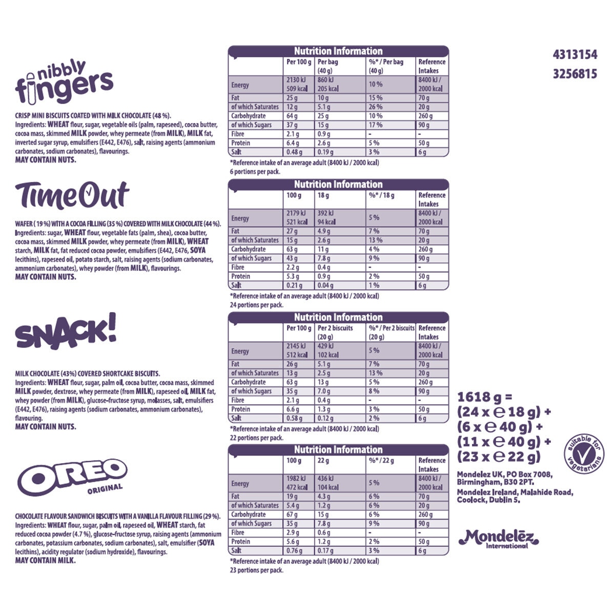 Cadbury & Oreo Big Box Of Treats, 64 Snacks