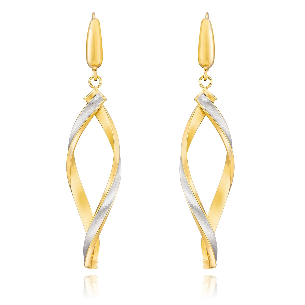 14ct Gold Two Tone Twisted Earrings