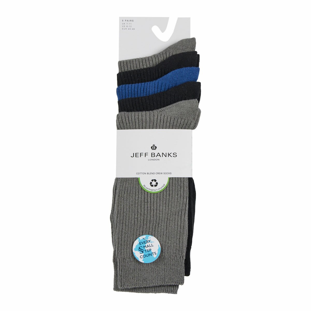 Jeff Banks Men's Ribbed Sock 10 Pack in Black