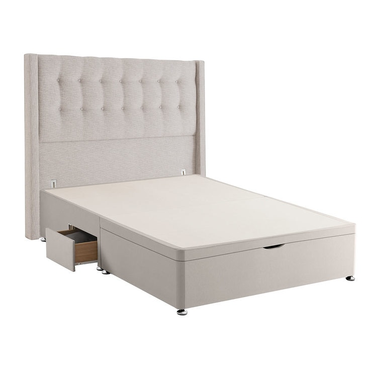 Silentnight Ottoman Divan Base with Bloomsbury Headboard in Dove Grey