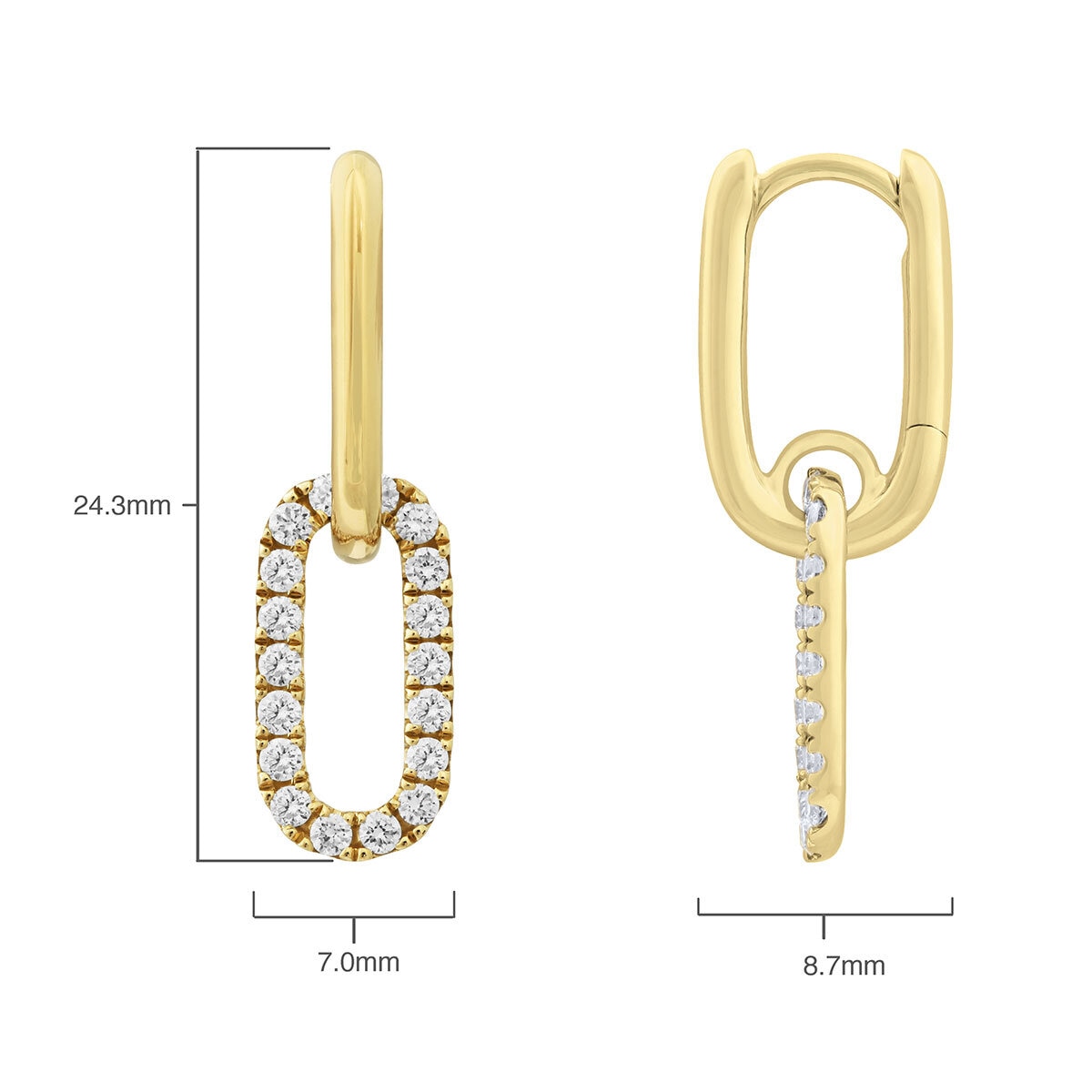 0.52ctw Round Brilliant Cut Oval Link Earrings, 14ct Yellow Gold