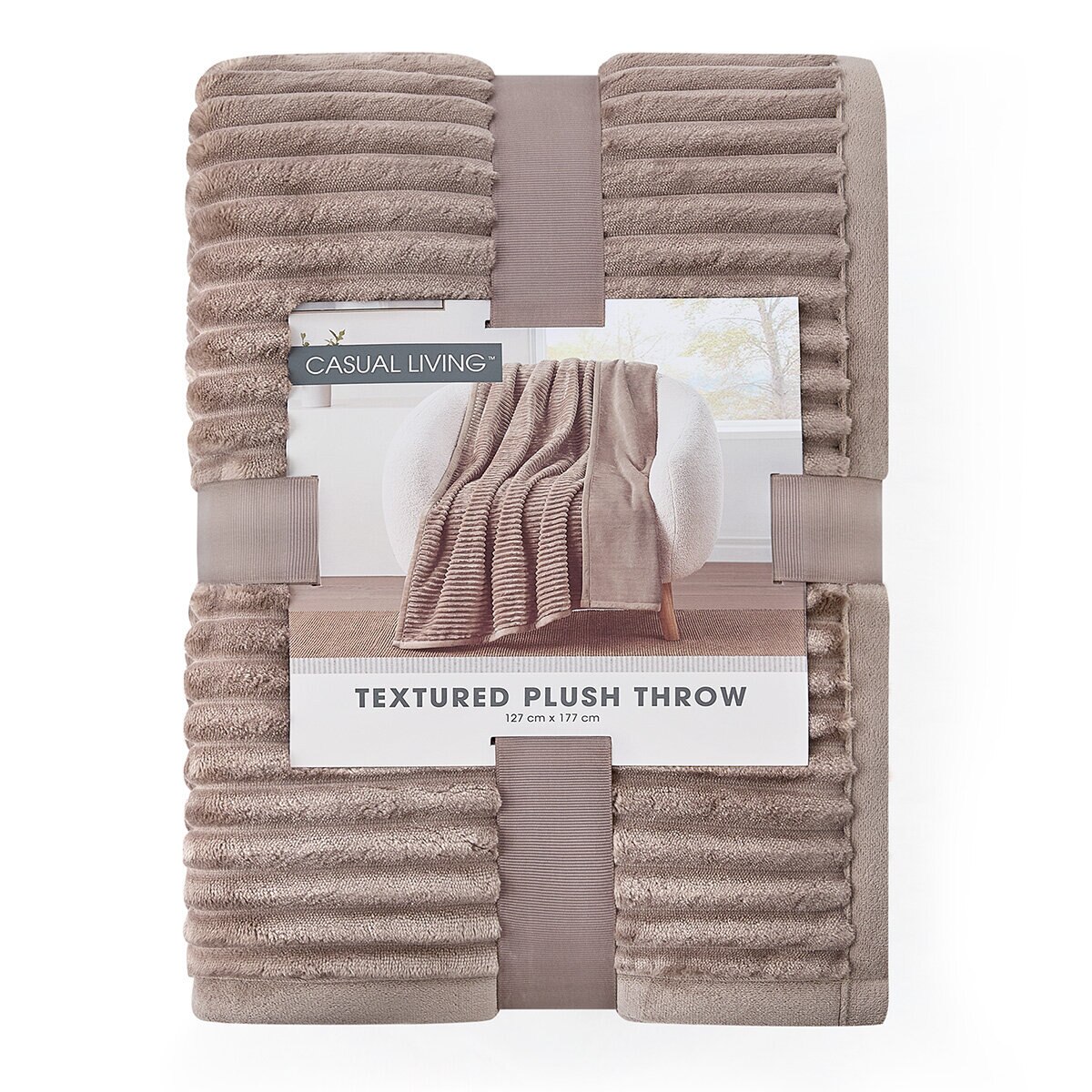 Casual Living Textured Plush Throw in Taupe, 127 x 177 cm