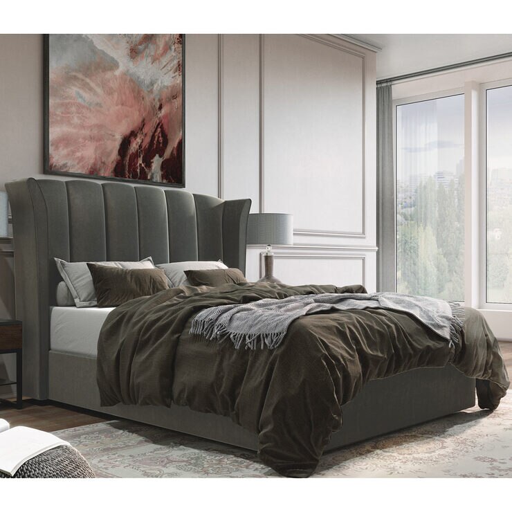 Isabella Grey Velvet Ottoman Bed Frame Costco UK