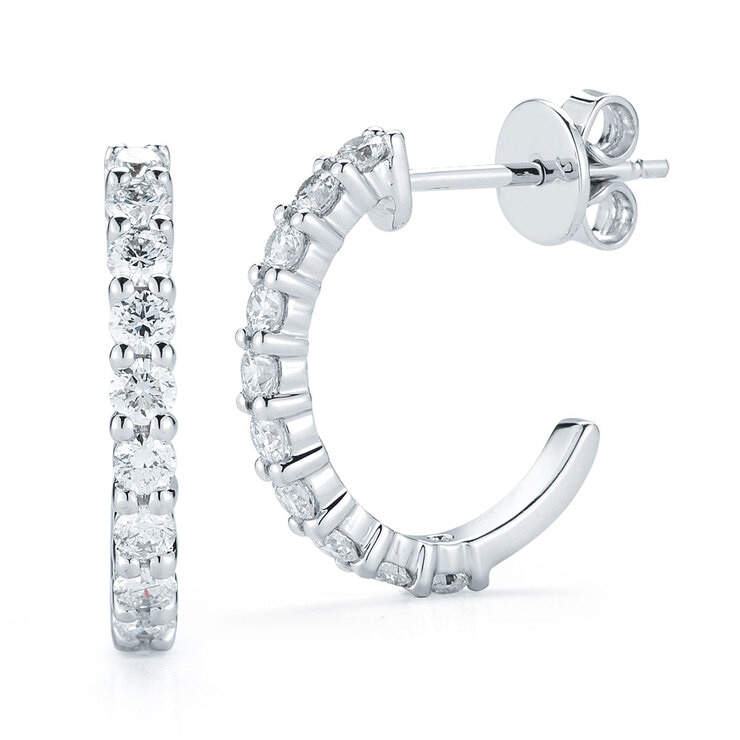 0.60ctw Round Brilliant Cut Diamond Hoop Earrings, 14ct White Gold Costco UK