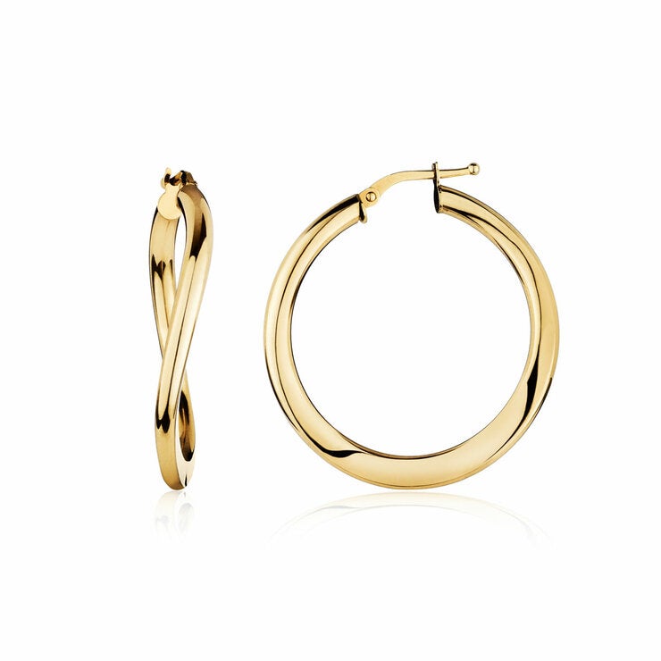 14ct Yellow Gold Shiny Twist Hoop Earrings 14ct Yellow Gold Shiny Twist Hoop Earrings