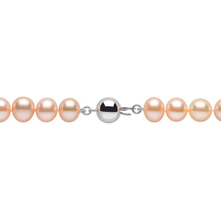 6-6.5mm Cultured Freshwater Peach Pearl Necklace, 18ct White Gold 6-6.5mm Cultured Freshwater Peach Pearl Necklace, 18ct White Gold