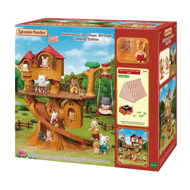 Sylvanian Families Adventure Tree House Gift Set Camping Edition & 3 Family Bundle Sets (3+ Years)
