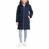 DKNY Ladies Long Down Coat with Hood in Navy