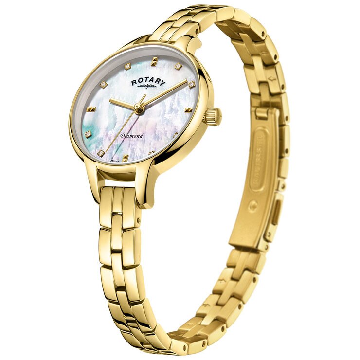 Rotary Ladies Gold Plated Bracelet Watch with Diamond Accents LB00106/41/D Costco UK