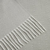 Osprey London Grey Herringbone Fringed Throw, 140 x 190 cm