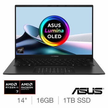 ASUS Zenbook, AMD Ryzen AI 7, 16GB RAM, 1TB SSD, 14 Inch OLED Laptop, UM3406KA-PP005W