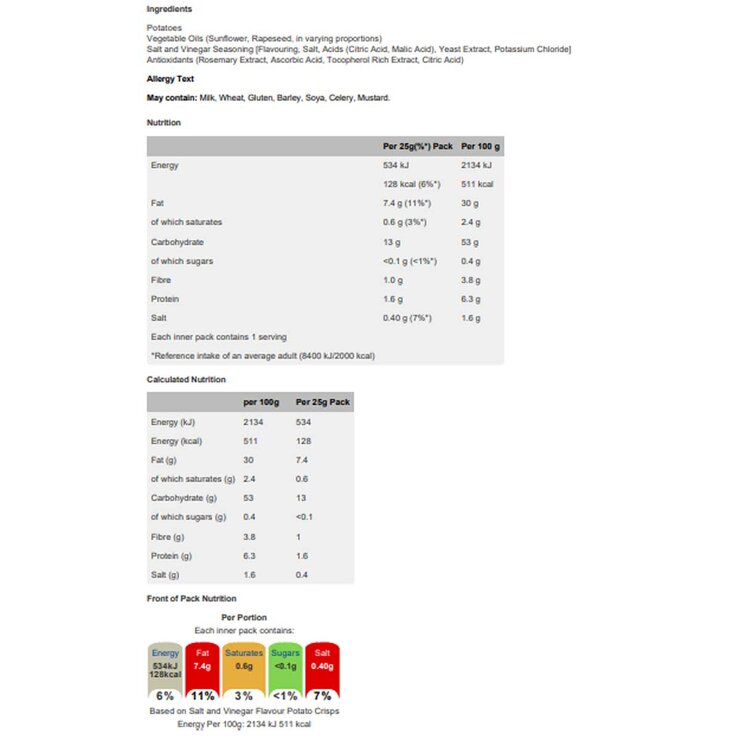 Walkers Crisps Variety Box, 66 x 25g