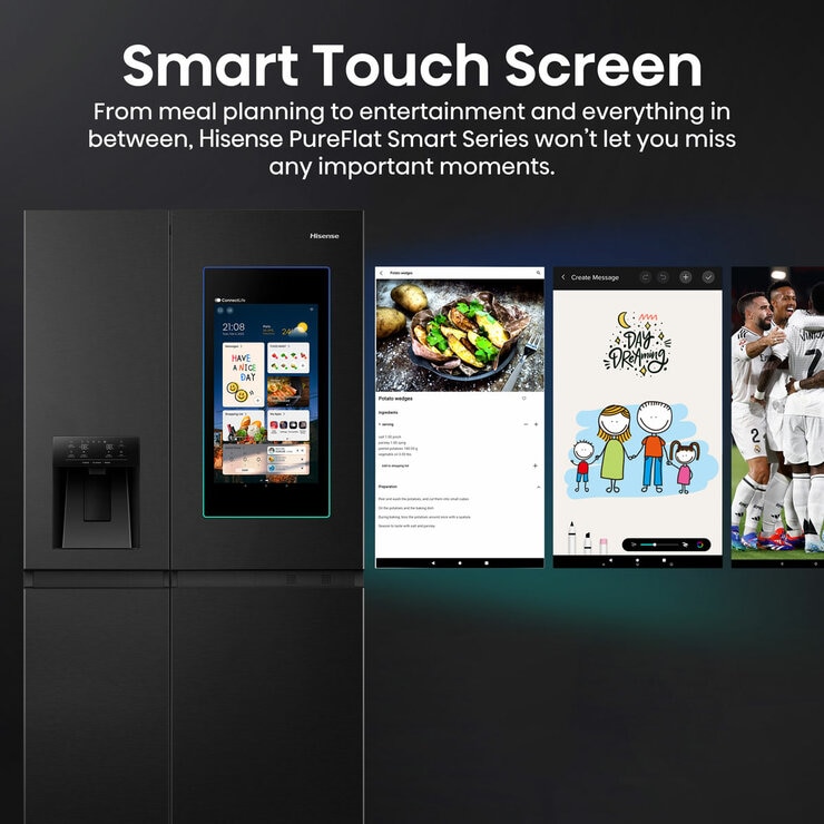 Hisense PureFlat Eclipse RS9P628GPFE, Plumbed Multidoor Fridge Freezer, E Rated In Dark Steel