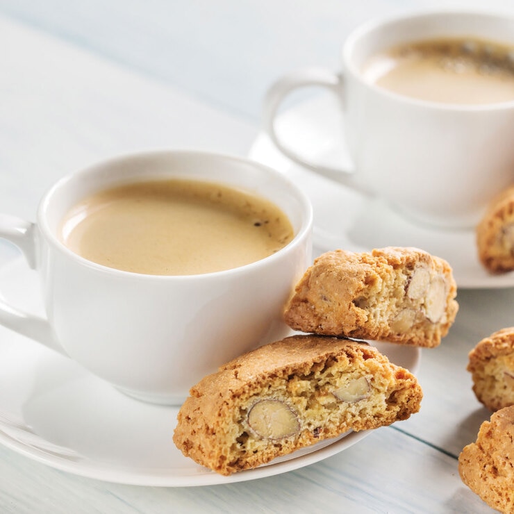Biscotti on a Plate with Tea Cup