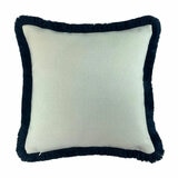 Malini Hugo Navy Fringed Feather Fill Cushion, 56 x 56 cm