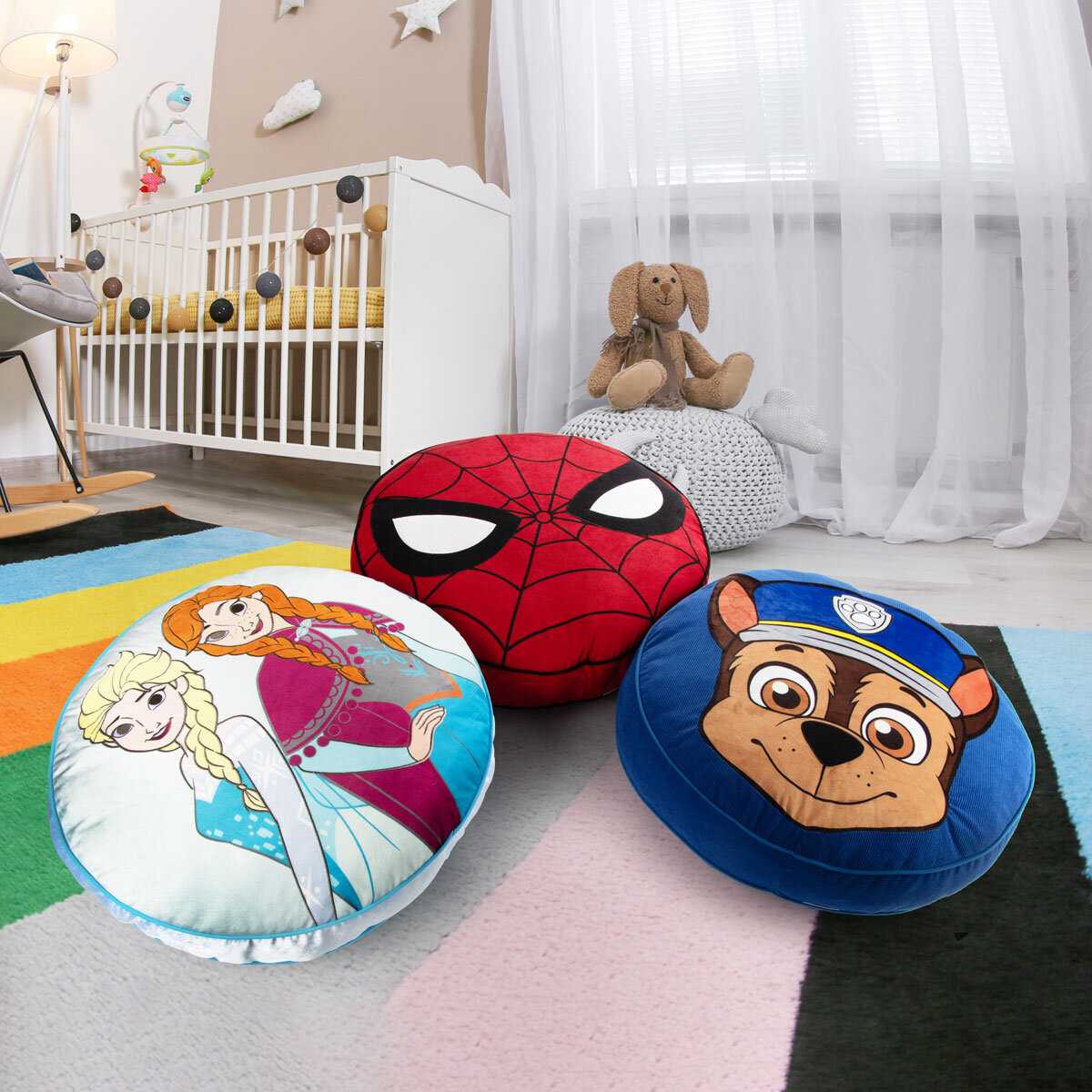 Disney Character Embroidered Round Floor Cushion 66 cm, in 3 Designs