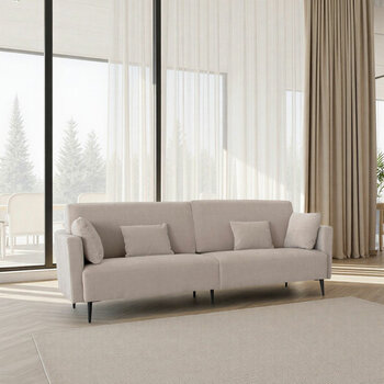 Monroe Beige Fabric 4 Seater Sofa