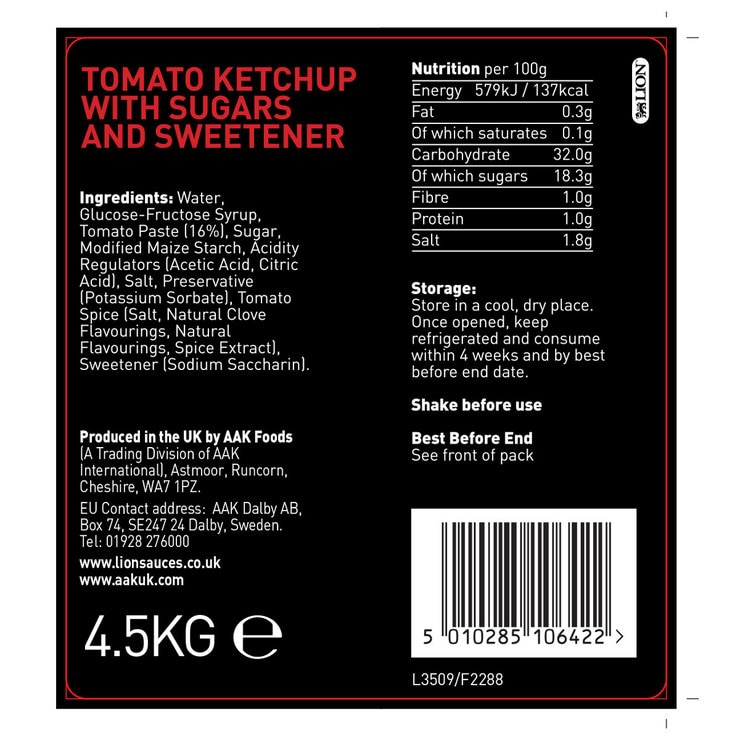 Lion Tomato Ketchup, 4.5kg