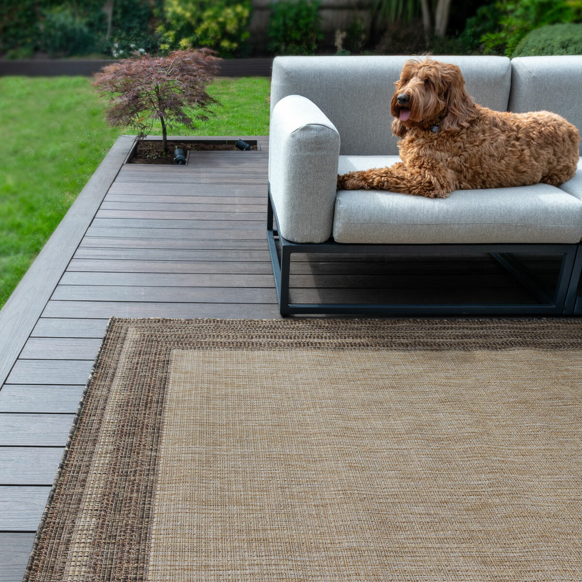 Concept Looms Sumac Beige Brown Indoor Outdoor Rug, in 3 Sizes