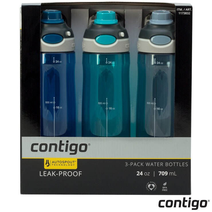 Contigo Autospout 709ml Water Bottle, 3 Pack Costco UK