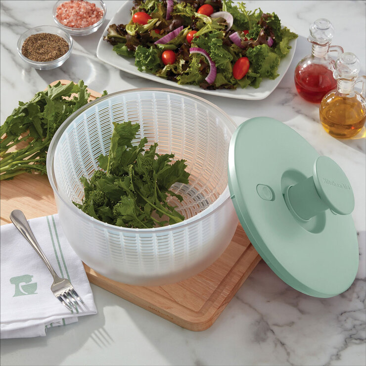 KitchenAid Salad Spinner in Pistachio lifestyle image KitchenAid Salad Spinner in Pistachio lifestyle image