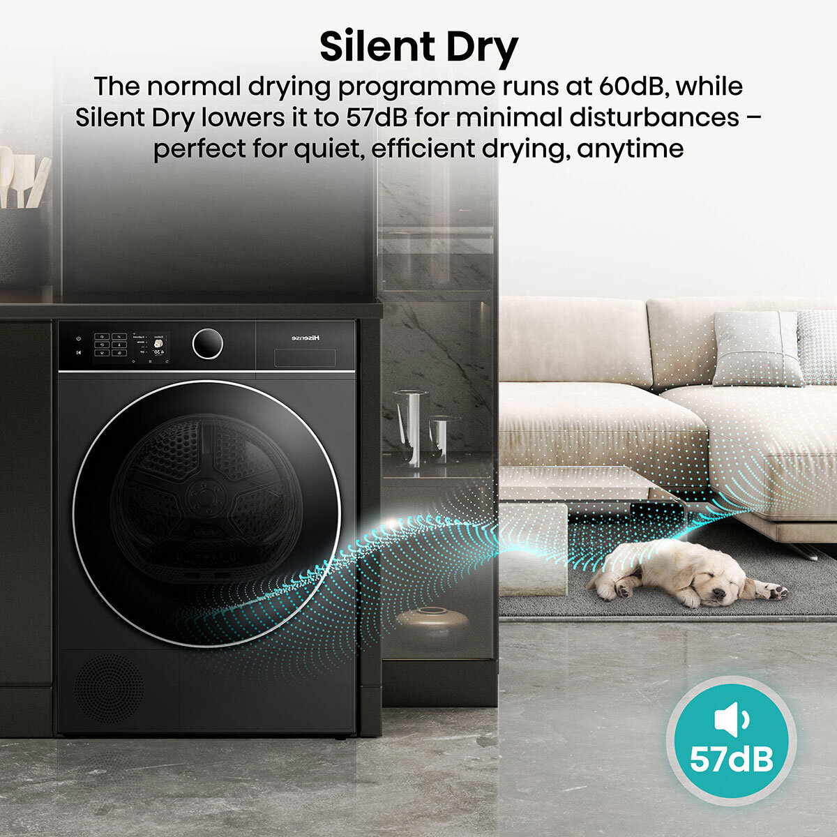 Hisense KitchenFit 5i Series DH5I104BBAB, 10kg Heat Pump Dryer, A+++ Rated in Black