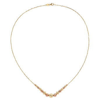 14ct Two Tone Gold Graduated Beaded Necklace