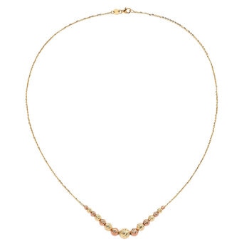 14ct Two Tone Gold Graduated Beaded Necklace