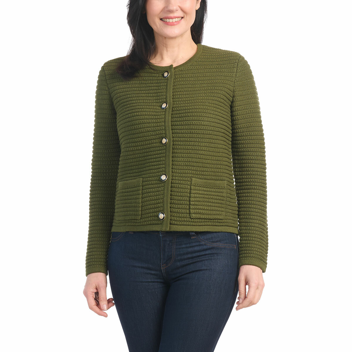 Hilary Radley Textured Knit Jacket in Green