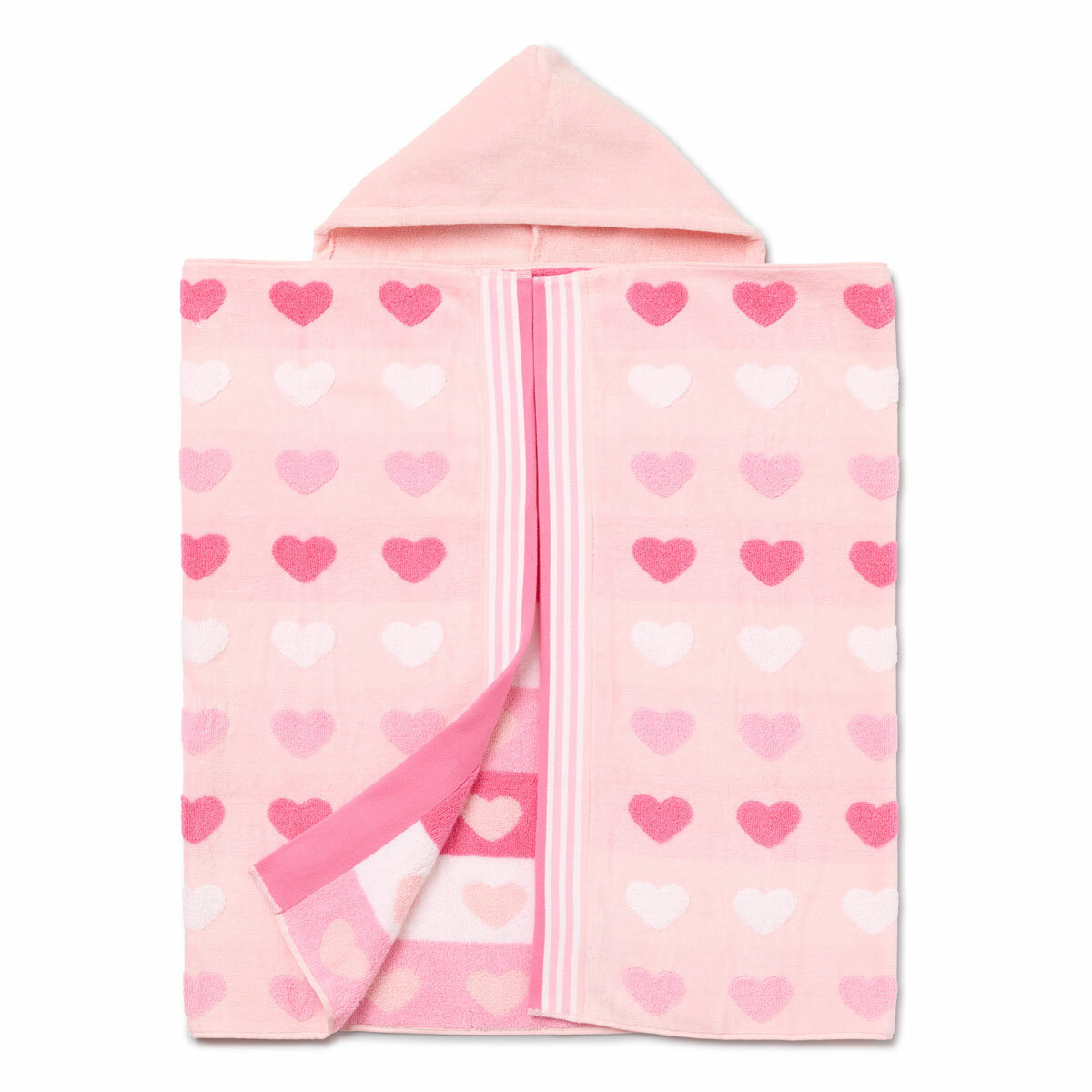 Kids Bath Hooded Towel in Hearts, 69 x 127 cm