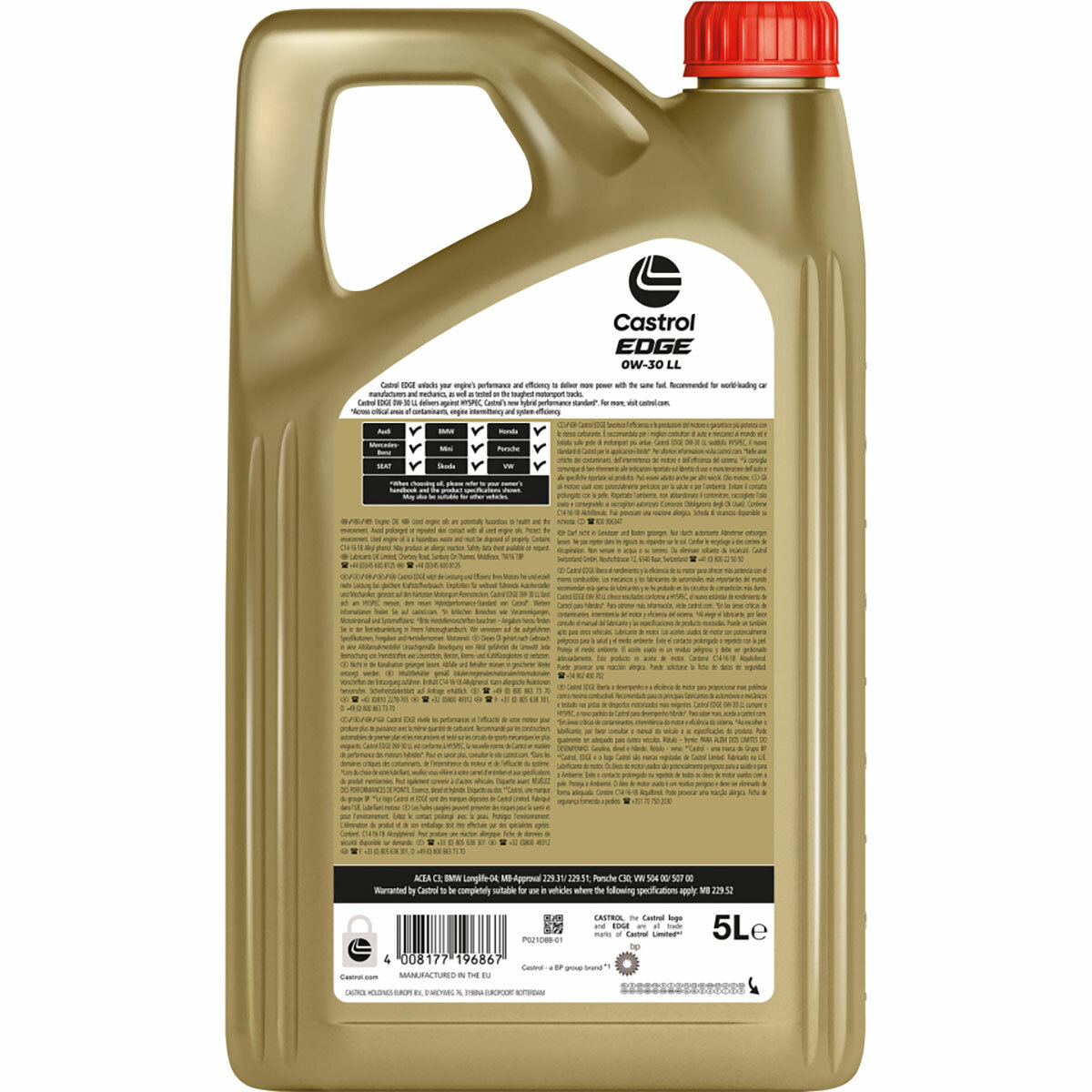 Castrol EDGE 0W-30 LL Fully Synthetic Engine Oil, 5L Castrol EDGE 0W-30 LL Fully Synthetic Engine Oil, 5L