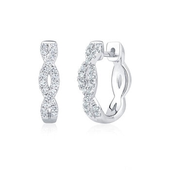 0.30ctw Round Brilliant Cut Diamond Twist Hoop Earrings, 18ct White Gold