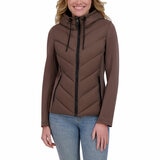 DKNY Women's Mixed Media Jacket in Taupe